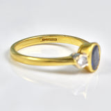 Ellibelle Jewellery Vintage Sapphire & Diamond Bezel Trilogy Ring