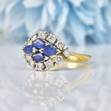 Ellibelle Jewellery Vintage Sapphire & Diamond Boat-Shaped Cluster Ring