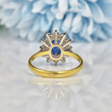 Ellibelle Jewellery VINTAGE SAPPHIRE & DIAMOND CLUSTER RING