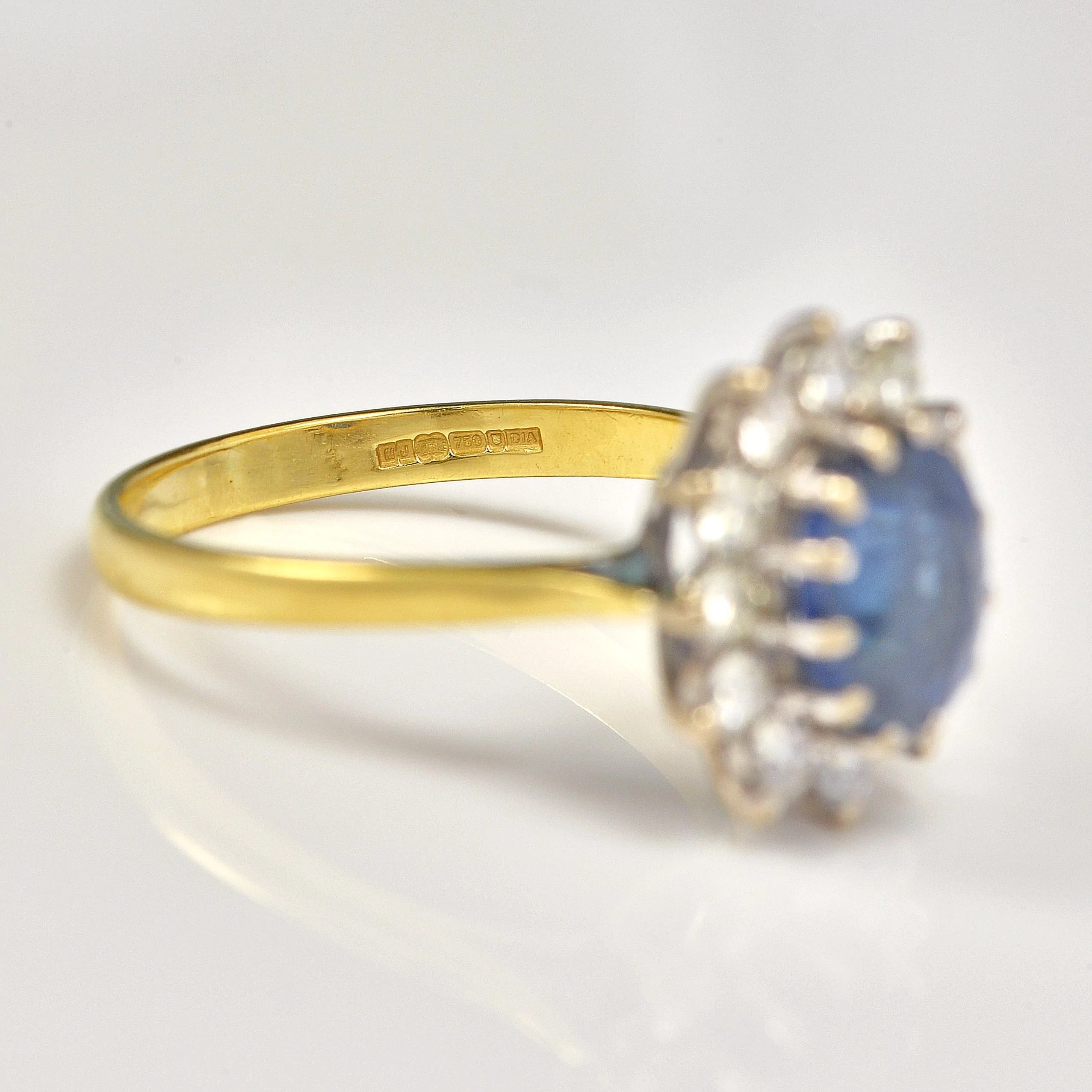 Ellibelle Jewellery VINTAGE SAPPHIRE & DIAMOND CLUSTER RING