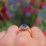 Ellibelle Jewellery VINTAGE SAPPHIRE & DIAMOND CLUSTER RING
