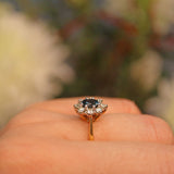 Ellibelle Jewellery VINTAGE SAPPHIRE & DIAMOND CLUSTER RING