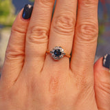 Ellibelle Jewellery VINTAGE SAPPHIRE & DIAMOND CLUSTER RING