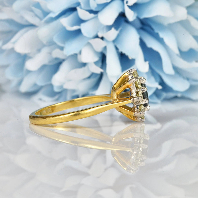 Ellibelle Jewellery VINTAGE SAPPHIRE & DIAMOND CLUSTER RING
