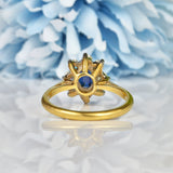 Ellibelle Jewellery VINTAGE SAPPHIRE & DIAMOND CLUSTER RING