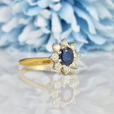 Ellibelle Jewellery VINTAGE SAPPHIRE & DIAMOND CLUSTER RING