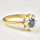 Ellibelle Jewellery VINTAGE SAPPHIRE & DIAMOND CLUSTER RING