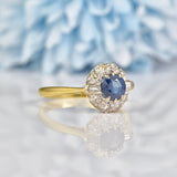 Ellibelle Jewellery VINTAGE SAPPHIRE & DIAMOND CLUSTER RING