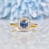 Ellibelle Jewellery VINTAGE SAPPHIRE & DIAMOND CLUSTER RING