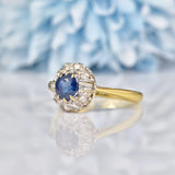 Ellibelle Jewellery VINTAGE SAPPHIRE & DIAMOND CLUSTER RING