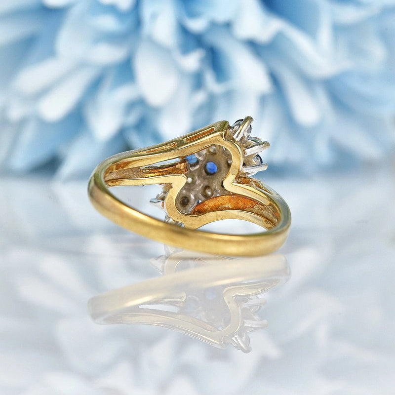 Ellibelle Jewellery Vintage Sapphire & Diamond Crossover Cluster Ring