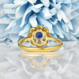 Ellibelle Jewellery VINTAGE SAPPHIRE & DIAMOND DAISY RING