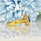 Ellibelle Jewellery VINTAGE SAPPHIRE & DIAMOND GOLD CLUSTER RING