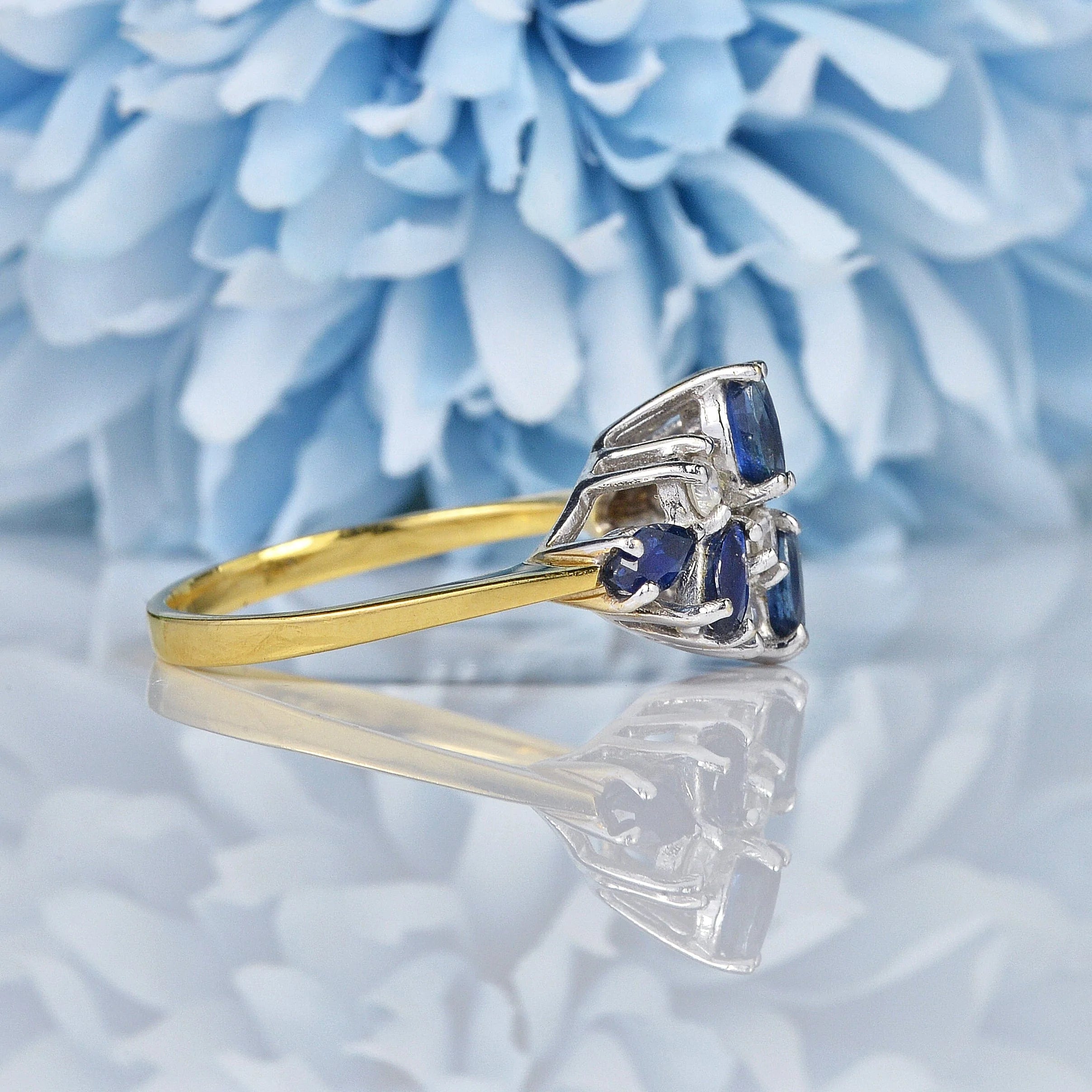 Vintage Sapphire & Diamond Gold Dress Ring