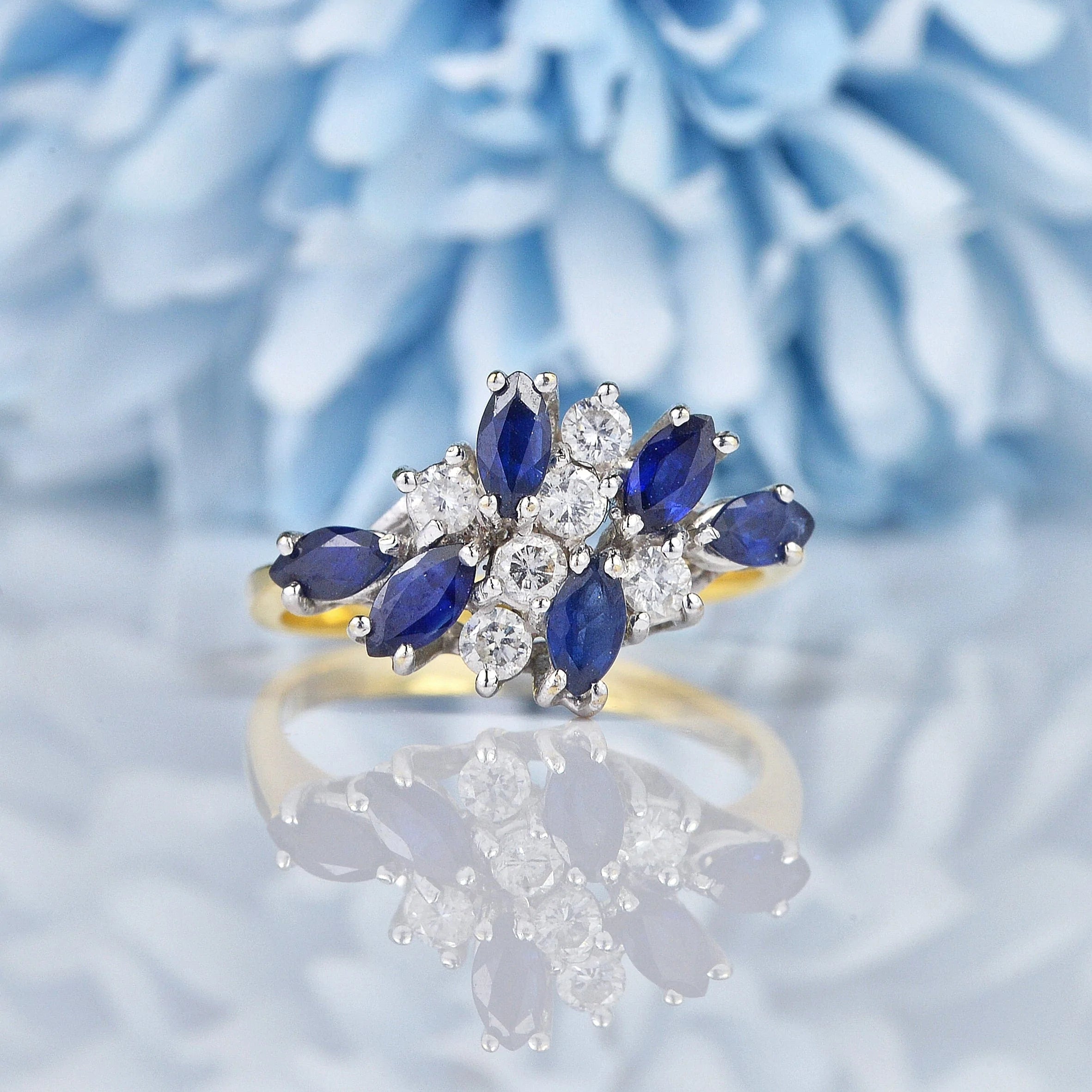 Ellibelle Jewellery Vintage Sapphire & Diamond Gold Dress Ring