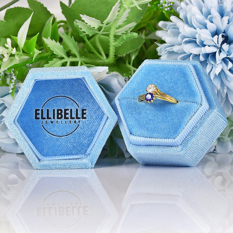 Ellibelle Jewellery VINTAGE SAPPHIRE & DIAMOND 'TOI ET MOI' RING