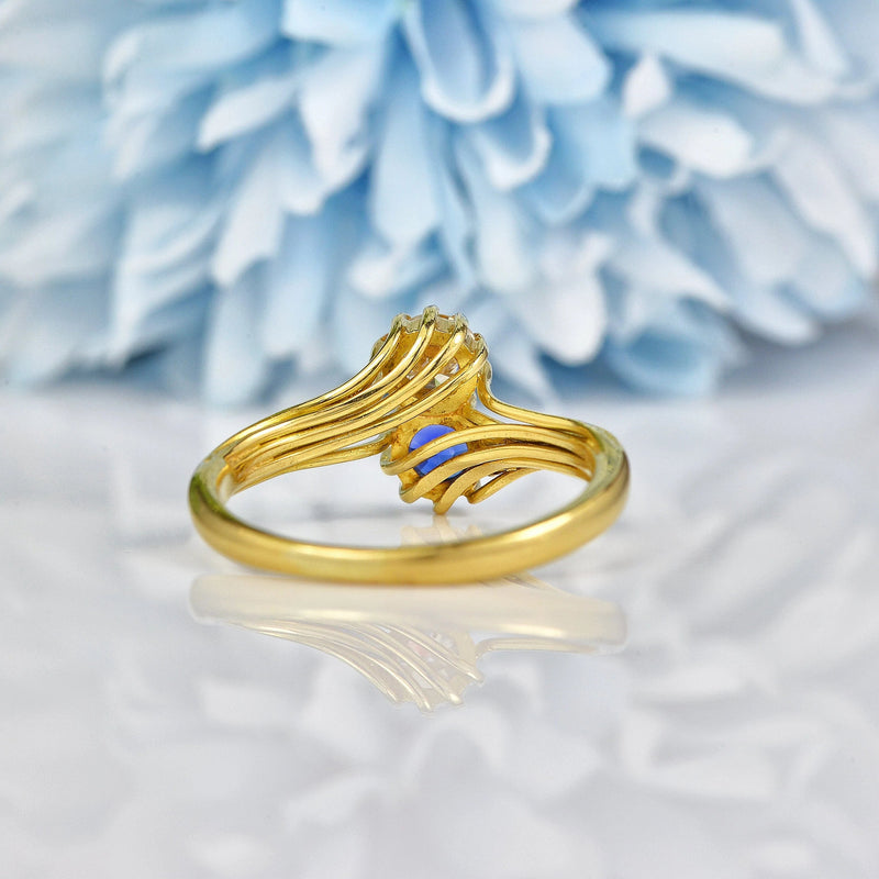 Ellibelle Jewellery VINTAGE SAPPHIRE & DIAMOND 'TOI ET MOI' RING