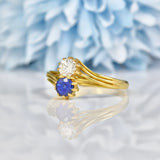 Ellibelle Jewellery VINTAGE SAPPHIRE & DIAMOND 'TOI ET MOI' RING