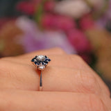Ellibelle Jewellery Vintage Sapphire & Diamond White Gold Daisy Ring