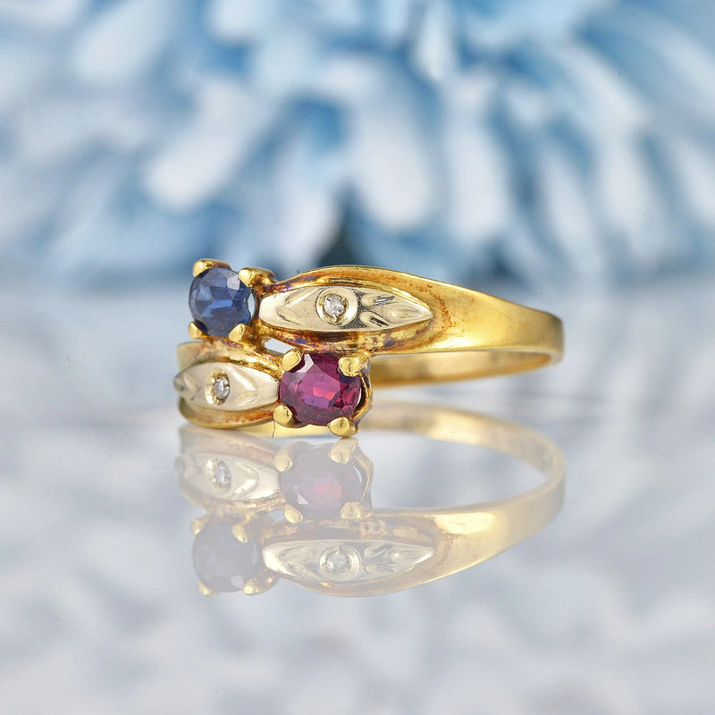 Ellibelle Jewellery Vintage Sapphire, Ruby & Diamond Gold Snake Ring