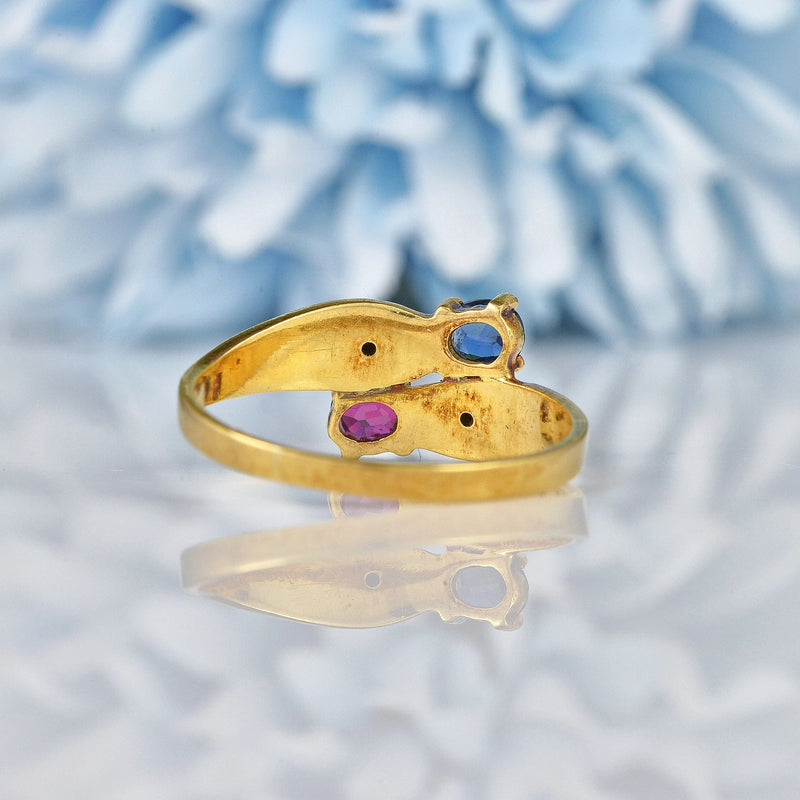 Ellibelle Jewellery Vintage Sapphire, Ruby & Diamond Gold Snake Ring