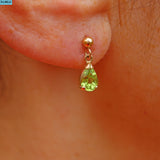 VINTAGE TEAR-DROP PERIDOT GOLD PENDANT EARRINGS