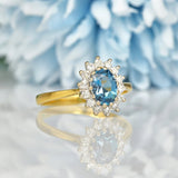 Ellibelle Jewellery VINTAGE TOPAZ & DIAMOND GOLD CLUSTER RING