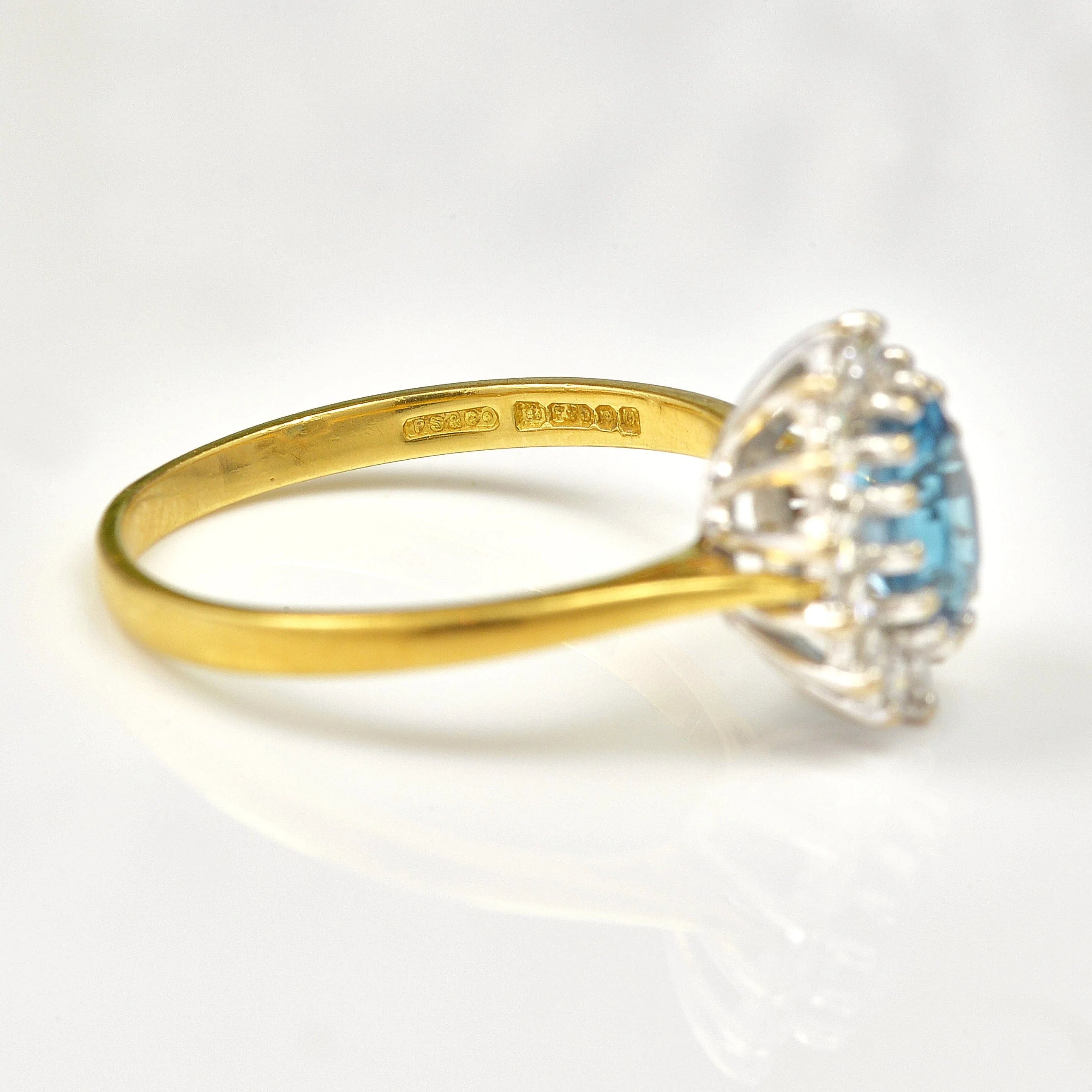 Ellibelle Jewellery VINTAGE TOPAZ & DIAMOND GOLD CLUSTER RING