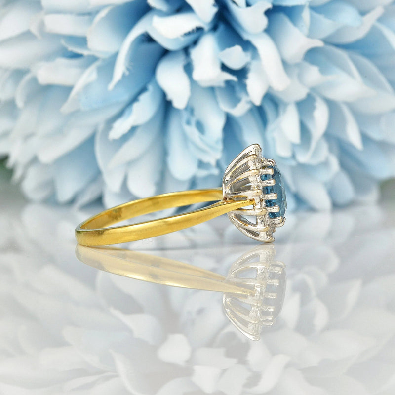 Ellibelle Jewellery VINTAGE TOPAZ & DIAMOND GOLD CLUSTER RING