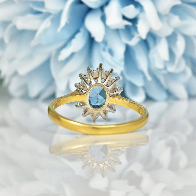 Ellibelle Jewellery VINTAGE TOPAZ & DIAMOND GOLD CLUSTER RING