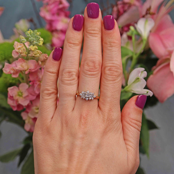 Ellibelle Jewellery Vintage Vari-Cut Diamond 18ct Gold Cluster Ring