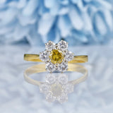 Ellibelle Jewellery Vintage Yellow Diamond 18ct Gold Daisy Cluster Ring