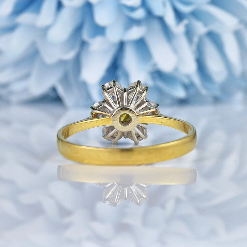 Ellibelle Jewellery Vintage Yellow Diamond 18ct Gold Daisy Cluster Ring