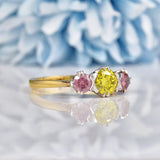 Ellibelle Jewellery Yellow Diamond & Pink Diamond Gold Three Stone Engagement Ring (1.30ct)