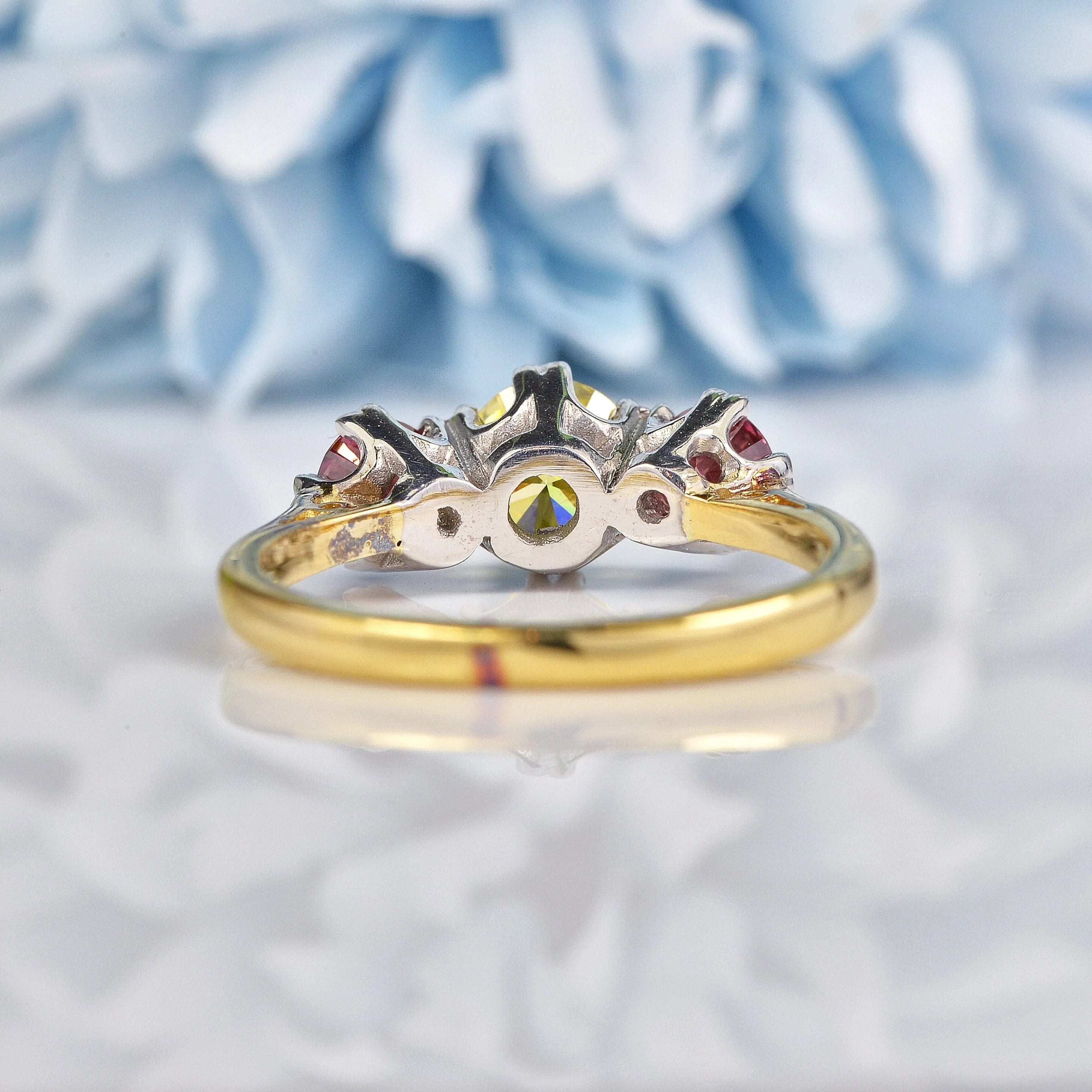 Ellibelle Jewellery Yellow Diamond & Pink Diamond Gold Three Stone Engagement Ring (1.30ct)