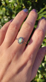 Art Deco Opal & Diamond Cluster Ring