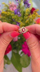 Vintage Ruby & Diamond 22ct Gold Cluster Ring