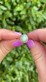 Art Deco Opal & Diamond Gold and Platinum Cluster Ring